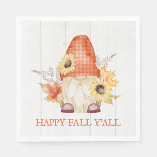 Serviette En Papier Happy Fall Y'All Gnome