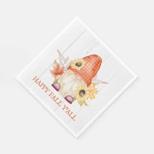 Serviette En Papier Happy Fall Y'All Gnome (Coin)