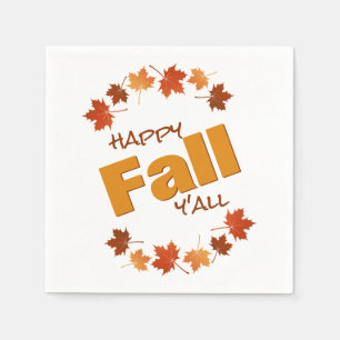 Serviette En Papier happy fall y'all salutation automne feuilles de l'