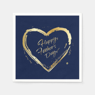 Serviette En Papier Happy Fête des pères Modern Design Gold Heart