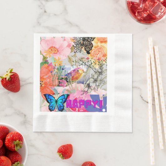 Serviette En Papier Happy Flower Power (En situation)