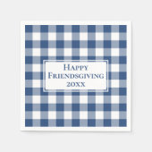 Serviette En Papier Happy Friendsgiving Blue White En vichy Check (Devant)