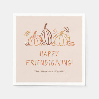 Serviette En Papier Happy Friendsgiving Thanksgiving Pumpkin Doodles