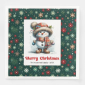 Serviette En Papier Happy funny snowman with snowflakes kids napkins (Devant)