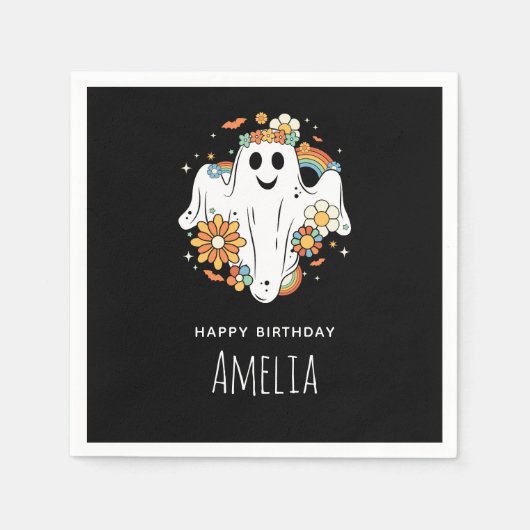 Serviette En Papier Happy Ghost Retro Hippie Vibe (Devant)