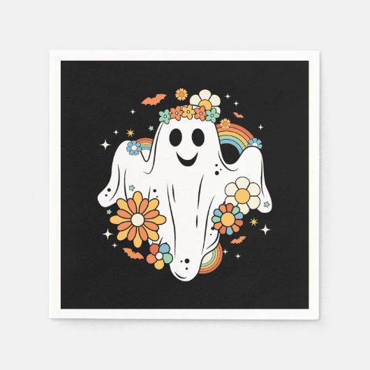Serviette En Papier Happy Ghost Retro Hippie Vibe (Devant)