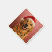 Serviette En Papier Happy Golden Retriever Christmas Card. (Coin)