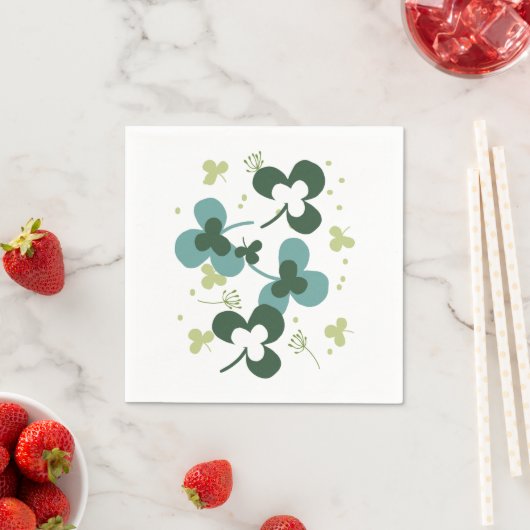 Serviette En Papier Happy Green Clover Feuille Art II (En situation)