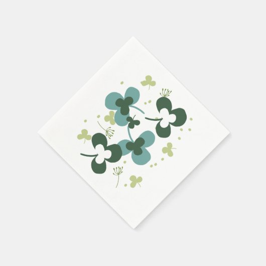 Serviette En Papier Happy Green Clover Feuille Art II (Coin)