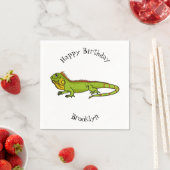 Serviette En Papier Happy green iguana cartoon (En situation)