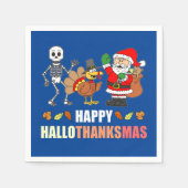 Serviette En Papier Happy HalloThanksMas (BLUE) serviettes (Devant)