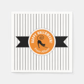 Serviette En Papier Happy Halloween Chat noir & Stripes ID686 (Devant)