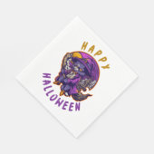 Serviette En Papier Happy Halloween Chat sorcier Halloween (Coin)