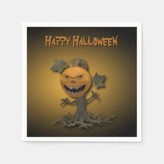 Serviette En Papier Happy Halloween Citrouille Tree (Devant)