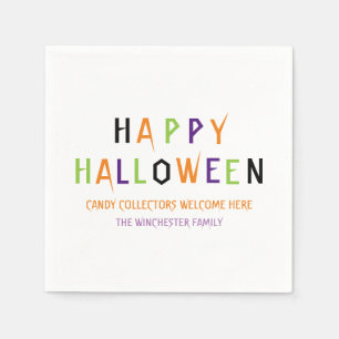 Serviette En Papier Happy Halloween coloré éffrayant texte personnalis