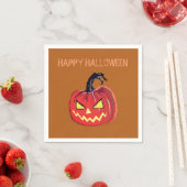 Serviette En Papier Happy Halloween Custom Cocktail Citrouille Napkin (En situation)