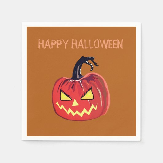 Serviette En Papier Happy Halloween Custom Cocktail Citrouille Napkin (Devant)