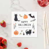 Serviette En Papier Happy Halloween Cute Chat Citrouille chauve (En situation)