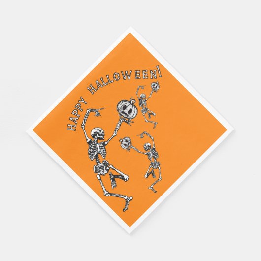 Serviette En Papier Happy Halloween Dancing Skeleton Danse Macabre (Coin)