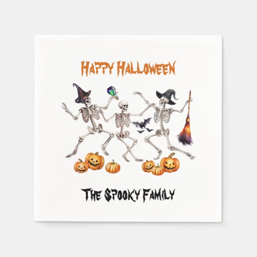 Serviette En Papier Happy Halloween Dancing Skeletons (Devant)
