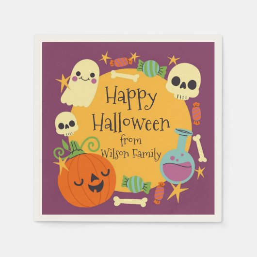 Serviette En Papier Happy Halloween Éffrayant (Devant)