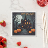 Serviette En Papier Happy Halloween Éffrayant Haunted House (En situation)