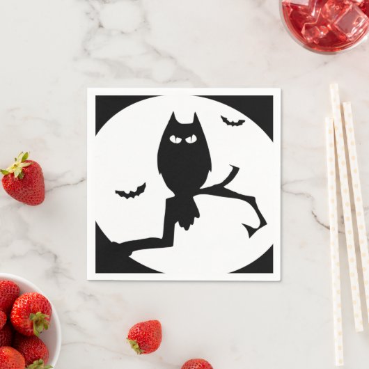 Serviette En Papier Happy Halloween Éffrayant Owl Papier Napkin (En situation)