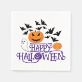 Serviette En Papier Happy Halloween fantômes citrouille chauves-souris (Devant)