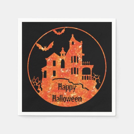 Serviette En Papier Happy Halloween Haunted House (Devant)