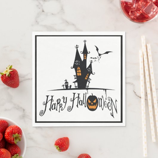 Serviette En Papier Happy Halloween Haunted House (En situation)