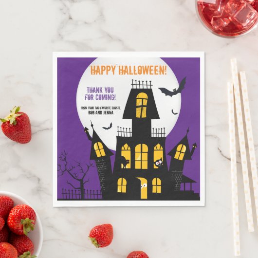 Serviette En Papier Happy Halloween Haunted Maison Vampire Bat Napkin (En situation)