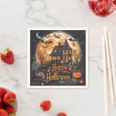 Serviette En Papier Happy Halloween Maison mignonne & Festive Hallowee (En situation)