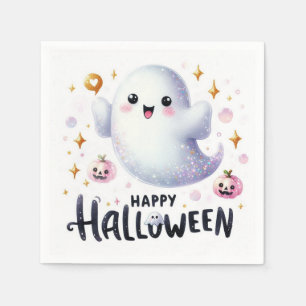 Serviette En Papier Happy Halloween mignon fantôme et Citrouille