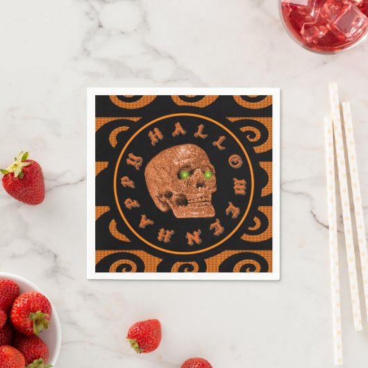 Serviette En Papier Happy Halloween Parties scintillant Crâne serviett (En situation)