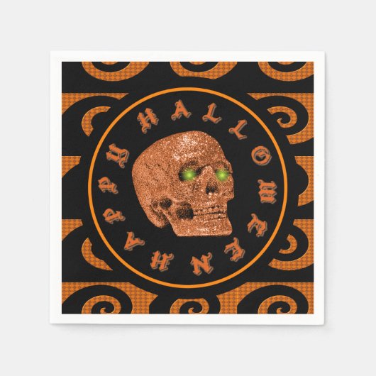 Serviette En Papier Happy Halloween Parties scintillant Crâne serviett (Devant)