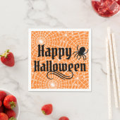 Serviette En Papier Happy Halloween Scary Orange Black Spider (En situation)