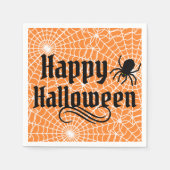 Serviette En Papier Happy Halloween Scary Orange Black Spider (Devant)