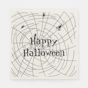 Serviette En Papier Happy Halloween Spider Web Doodle Illustration
