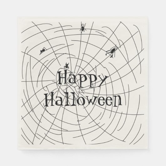Serviette En Papier Happy Halloween Spider Web Doodle Illustration (Devant)