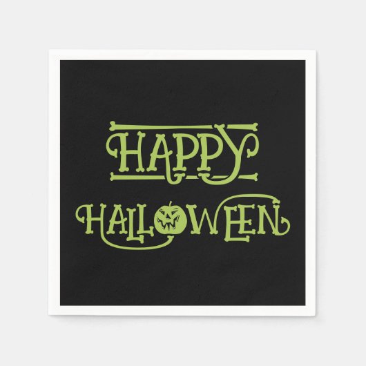 Serviette En Papier Happy Halloween | Spooky Black & Green Lettering (Devant)