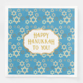 Serviette En Papier Happy Hannukah Etoile contemporaine de David (Devant)
