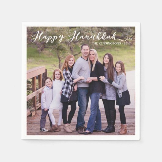 Serviette En Papier Happy Hanoukka Elegant Typography Nom de la photo (Devant)
