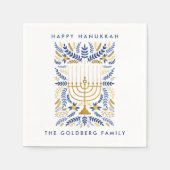 Serviette En Papier Happy Hanoukka Festive Aquarelle Menorah FOLIAGE (Devant)