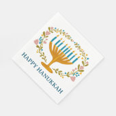 Serviette En Papier HAPPY HANOUKKA Floral MENORAH Jewish Holiday (Coin)