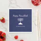 Serviette En Papier Happy Hanoukka Simple Menorah Blue (En situation)