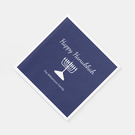 Serviette En Papier Happy Hanoukka Simple Menorah Blue (Coin)