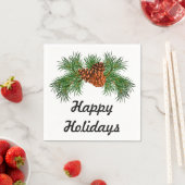 Serviette En Papier Happy Holiday - détail pin-cône (En situation)