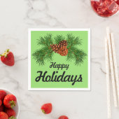 Serviette En Papier Happy Holiday - détail pin-cône (En situation)