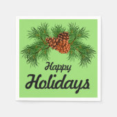 Serviette En Papier Happy Holiday - détail pin-cône (Devant)