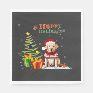Serviette En Papier Happy Holiday Labrador Retriever Dog Christmas Tre